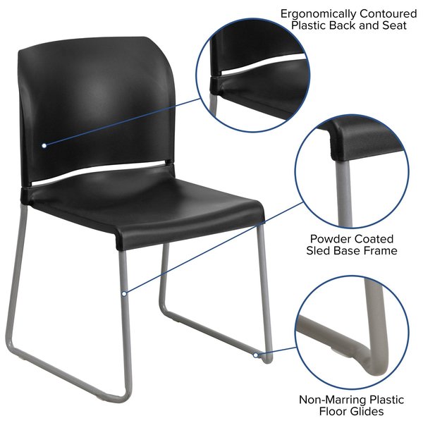 Black Plastic Sled Stack Chair