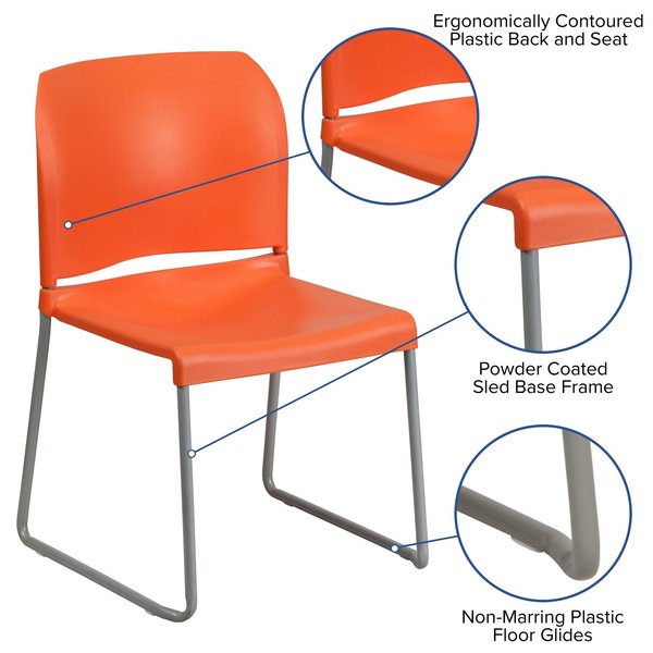 Sled Stack Chair, Plastic, Full Back, OR