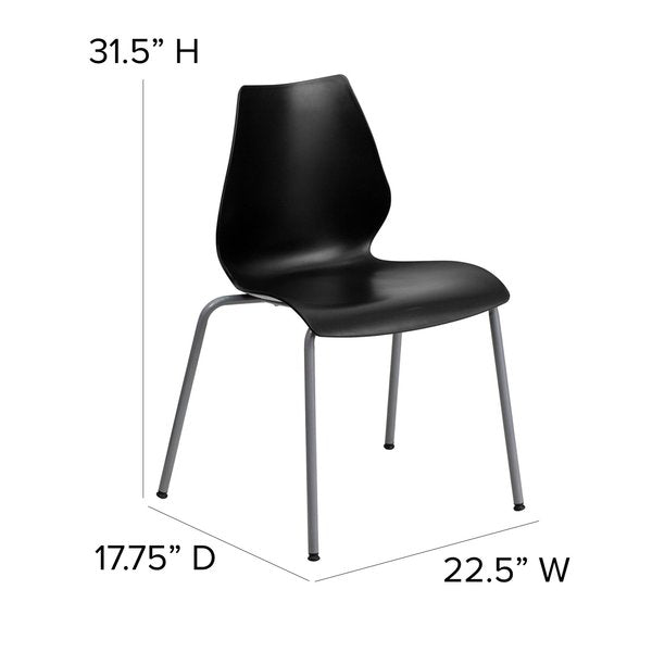 Stack Chair, Plastic, Black, 17.25