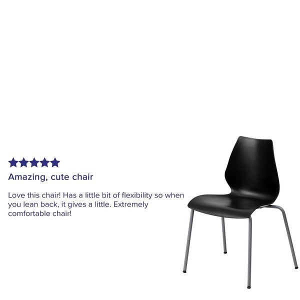 Stack Chair, Plastic, Black, 17.25