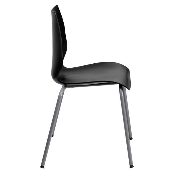 Stack Chair, Plastic, Black, 17.25