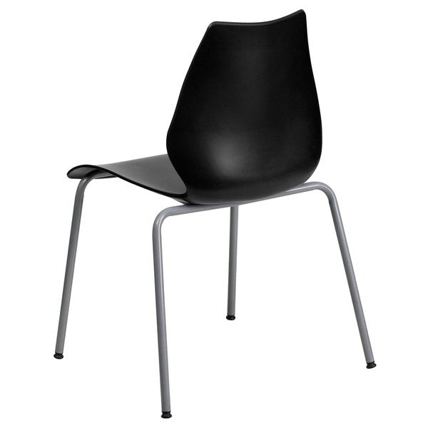 Stack Chair, Plastic, Black, 17.25