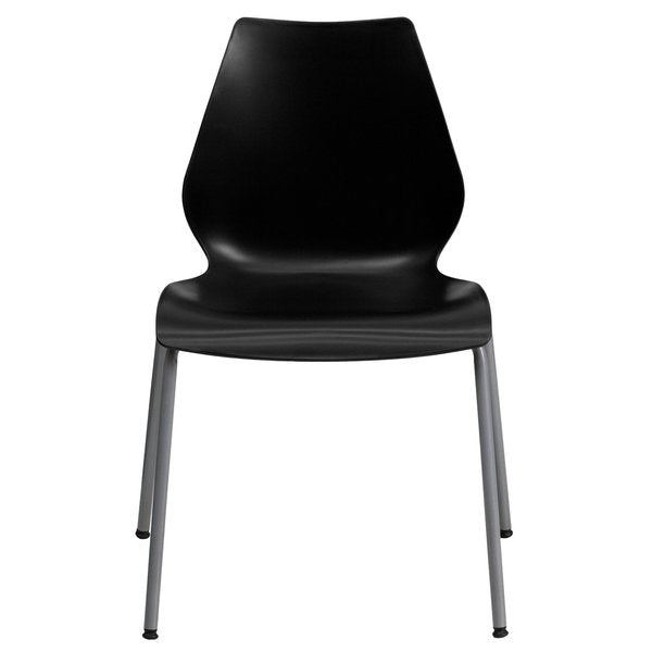 Stack Chair, Plastic, Black, 17.25