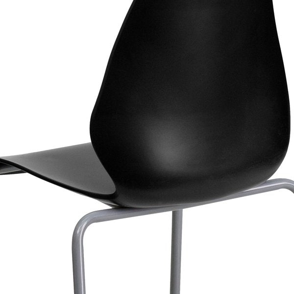 Stack Chair, Plastic, Black, 17.25