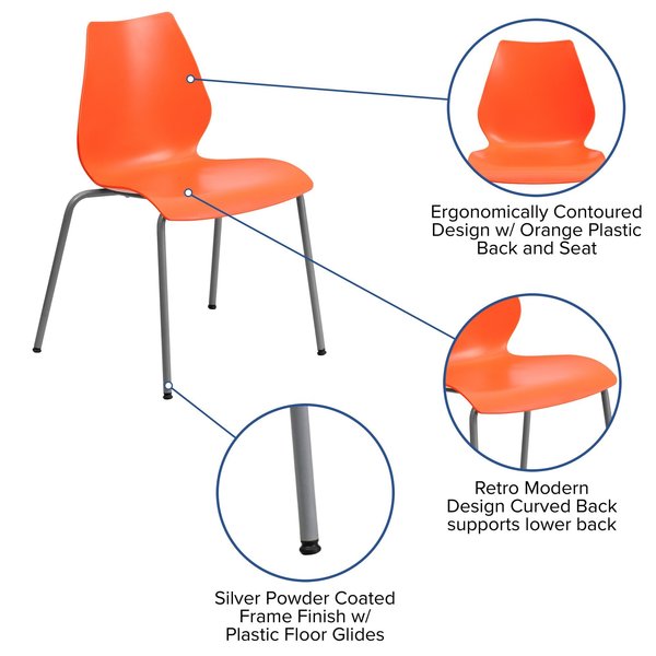 Plastic Stack Chair, Orange