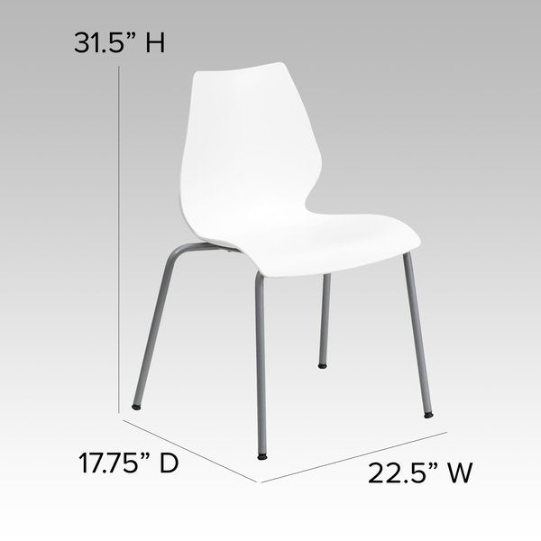 Stack Chair w/Support, 770 lb. Capcty, Wht