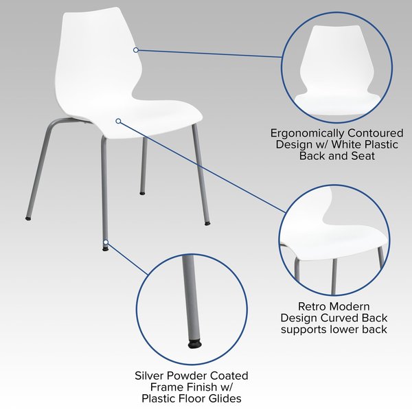 Stack Chair w/Support, 770 lb. Capcty, Wht