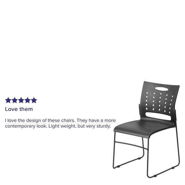 Stack Chair, Plastic, Black, 17.50