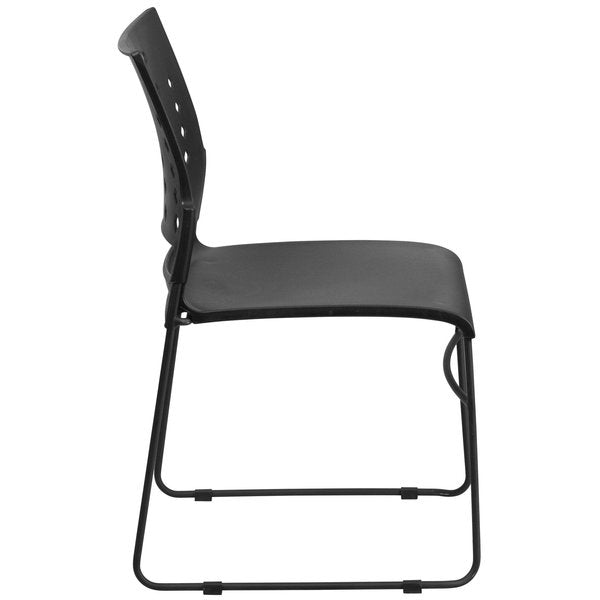 Stack Chair, Plastic, Black, 17.50