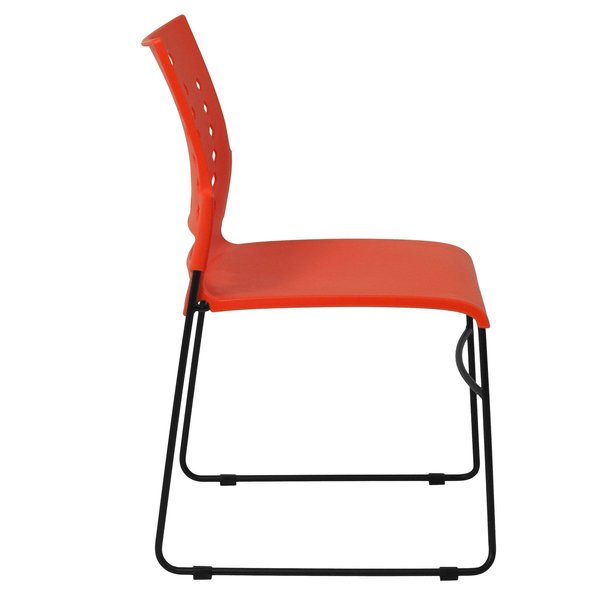 Stack Chair, Orange Plastic, Sled Base