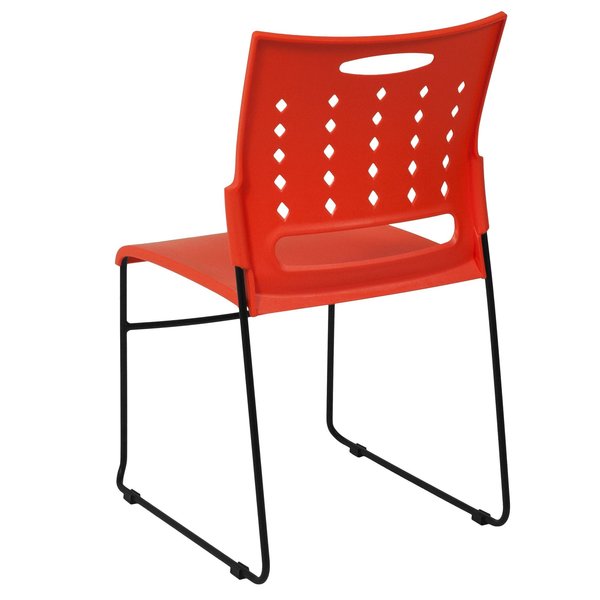 Stack Chair, Orange Plastic, Sled Base