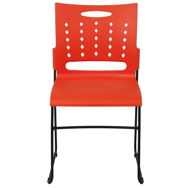 Stack Chair, Orange Plastic, Sled Base