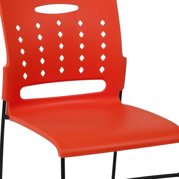 Stack Chair, Orange Plastic, Sled Base