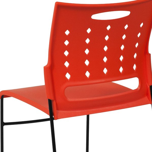 Stack Chair, Orange Plastic, Sled Base