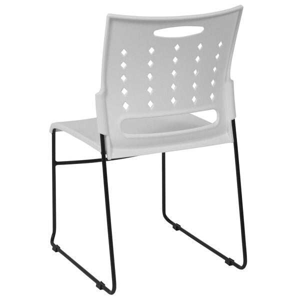 Stack Chair, White Plastic, Sled Base