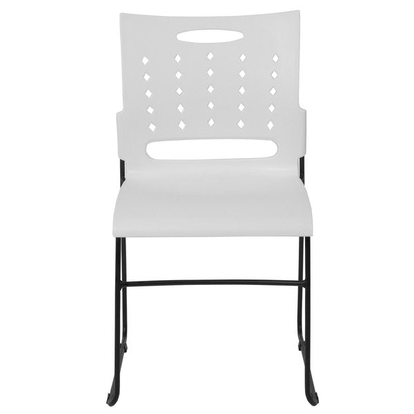 Stack Chair, White Plastic, Sled Base