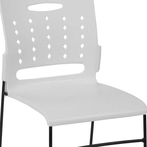 Stack Chair, White Plastic, Sled Base
