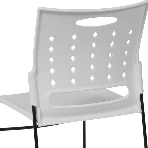 Stack Chair, White Plastic, Sled Base