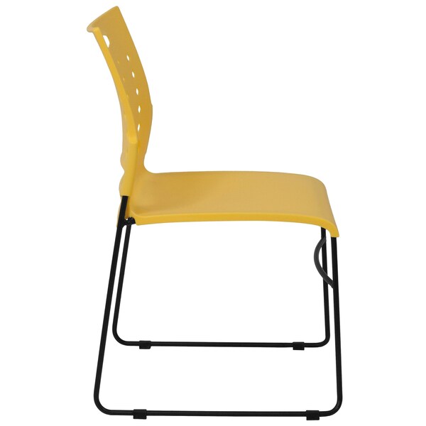 Stack Chair, Yellow Plastic, Sled Base