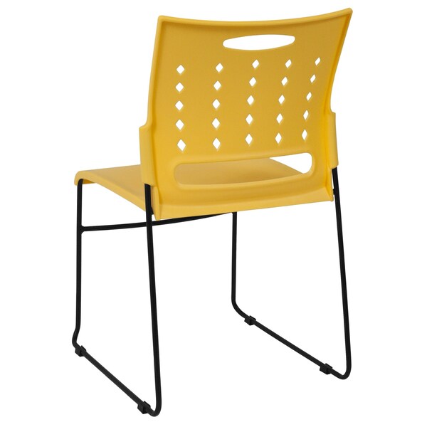 Stack Chair, Yellow Plastic, Sled Base