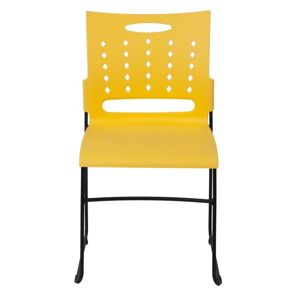 Stack Chair, Yellow Plastic, Sled Base