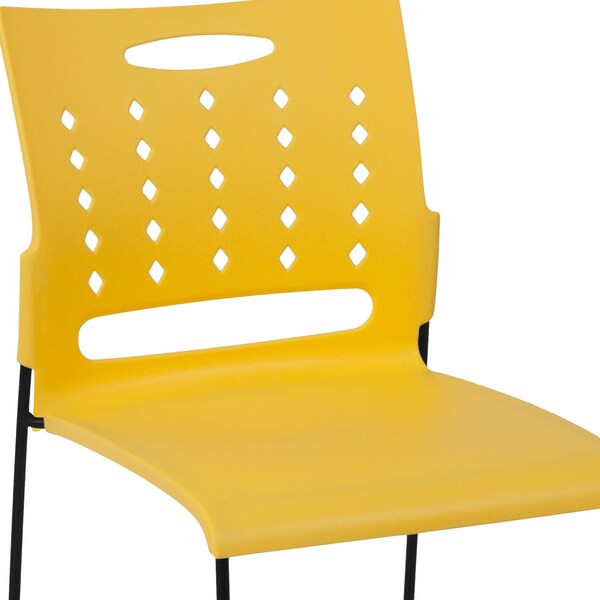 Stack Chair, Yellow Plastic, Sled Base