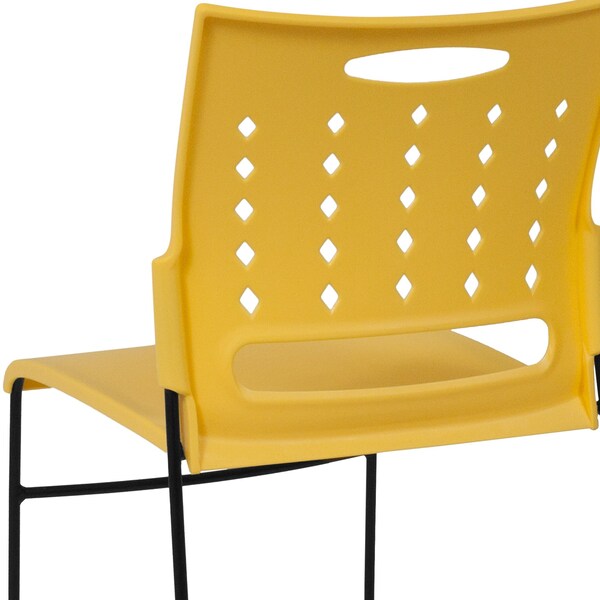 Stack Chair, Yellow Plastic, Sled Base