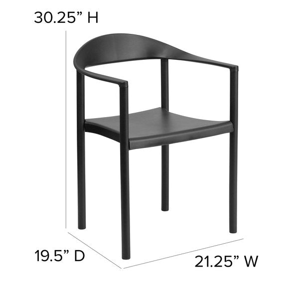 Cafe Chair, Stackable, Plastic, Black