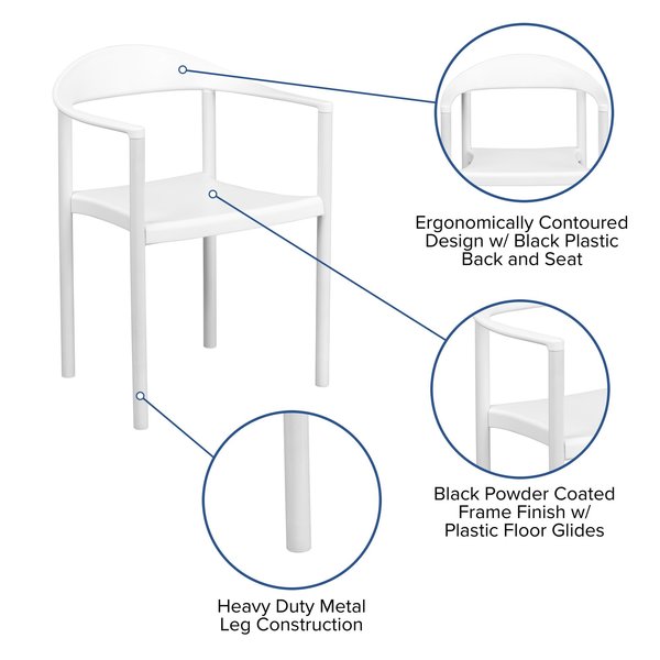 Cafe Chair, Stackable, Plastic, White