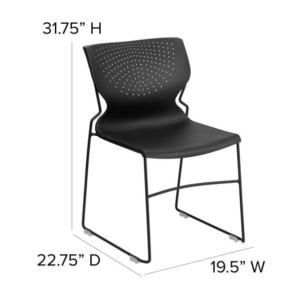 Stack Chair, Plastic, Black, 31.75