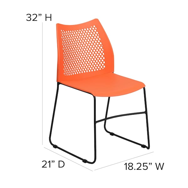 Sled Stack Chair, Plastic, Air-Vent Bck, OR