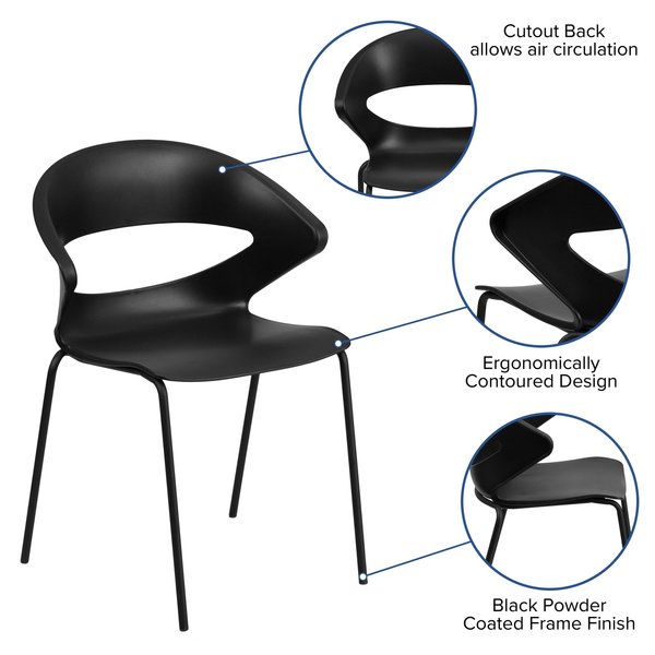 Stack Chair, 440 lb. Capacity, Black