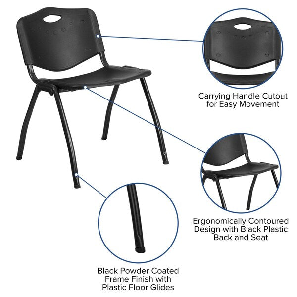 Stack Chair, Plastic, Black, 29.75