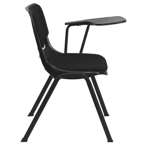 Left Handed Tablet Arm Chair, Plastic, Blk, 21