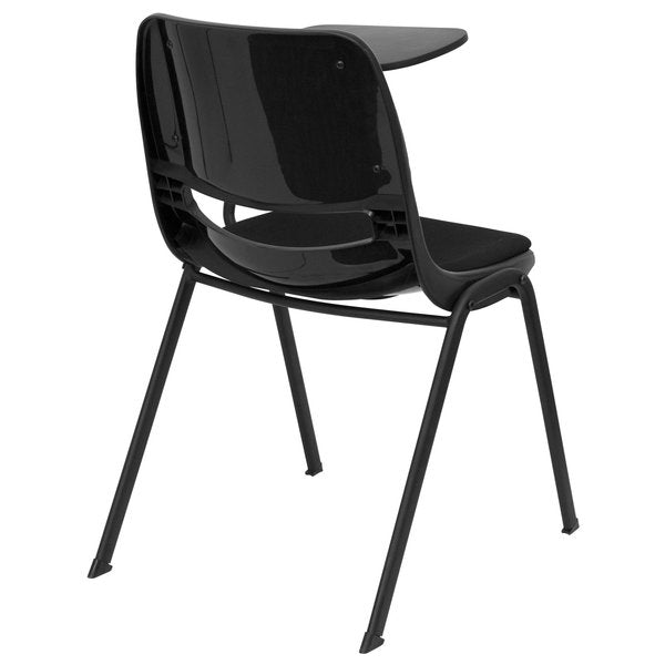 Left Handed Tablet Arm Chair, Plastic, Blk, 21