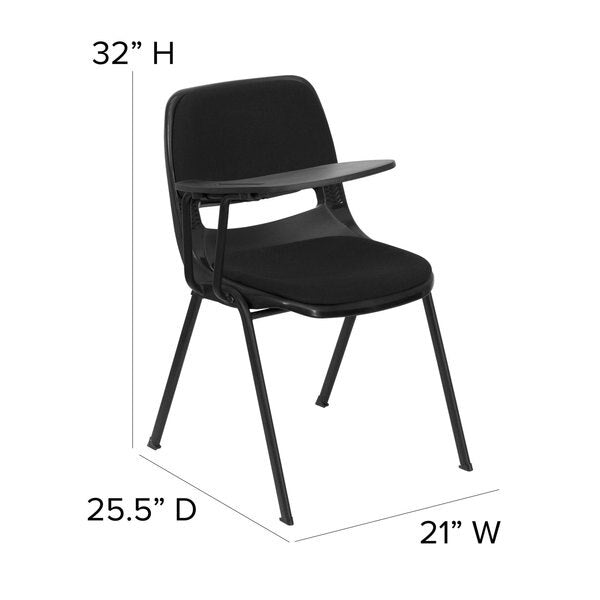 Right Handed Tablet Arm Chair, Plastic, Bk, 21