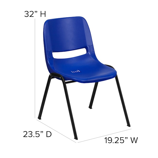 Stack Chair, Plastic, Blue, Ergonomic Shell