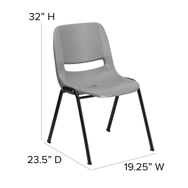 Stack Chair, Ergo Shell, Plastic, Gray