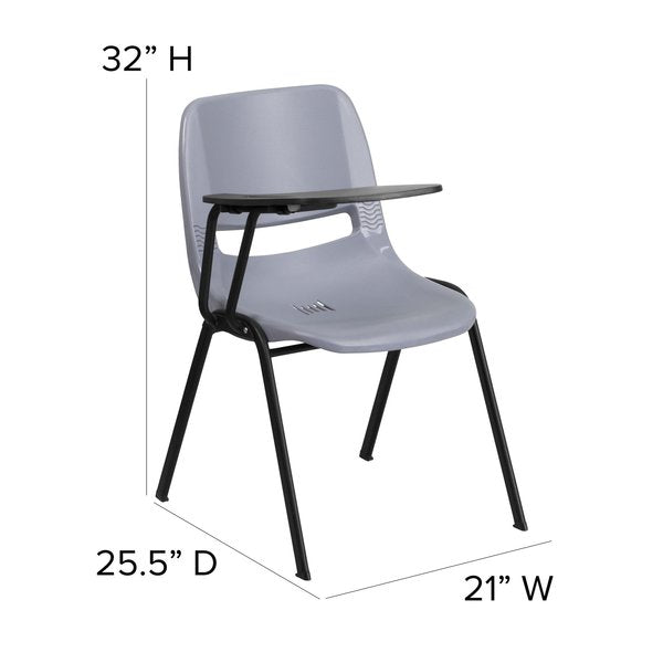 Tablet Arm Chair, Right Hand Flip-Up, Gray, 21