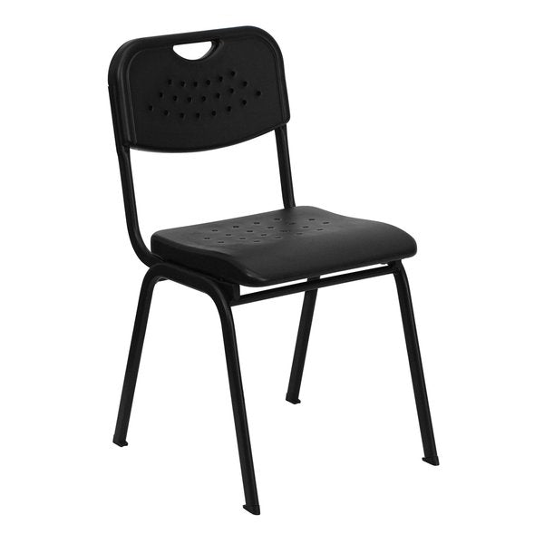 Stack Chair, Plastic, Black, 400 lb. Capcty