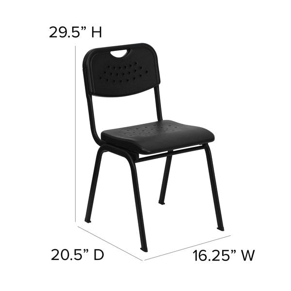 Stack Chair, Plastic, Black, 400 lb. Capcty