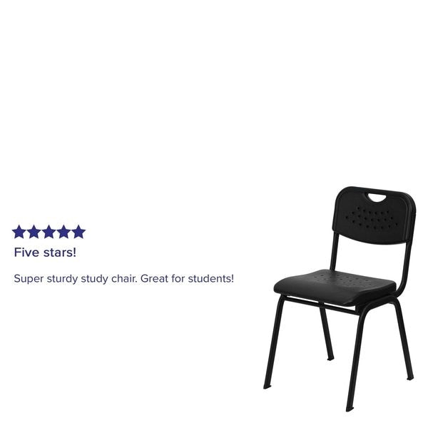 Stack Chair, Plastic, Black, 400 lb. Capcty
