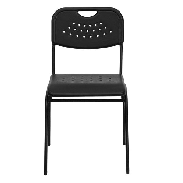 Stack Chair, Plastic, Black, 400 lb. Capcty