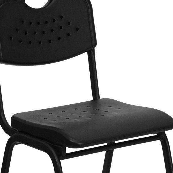 Stack Chair, Plastic, Black, 400 lb. Capcty