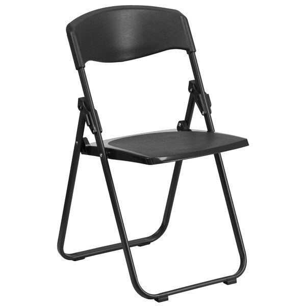 Folding Chair, Plastic, Heavy Duty, Black
