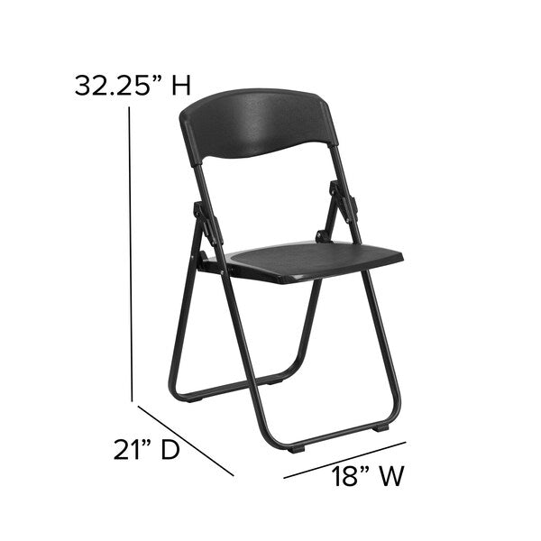 Folding Chair, Plastic, Heavy Duty, Black