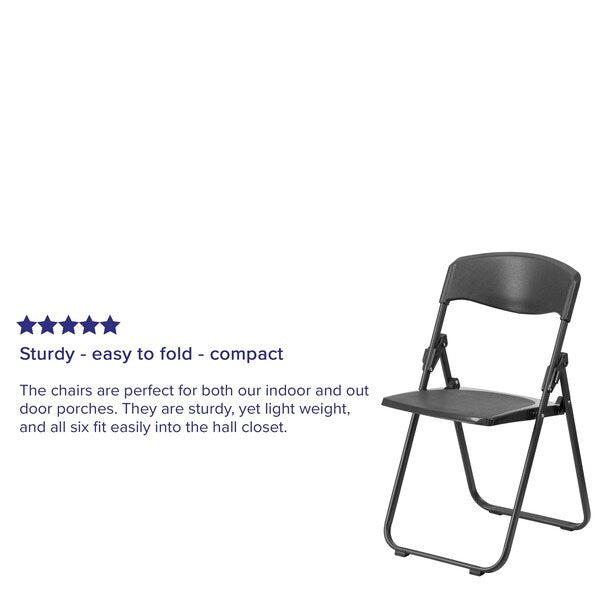 Folding Chair, Plastic, Heavy Duty, Black