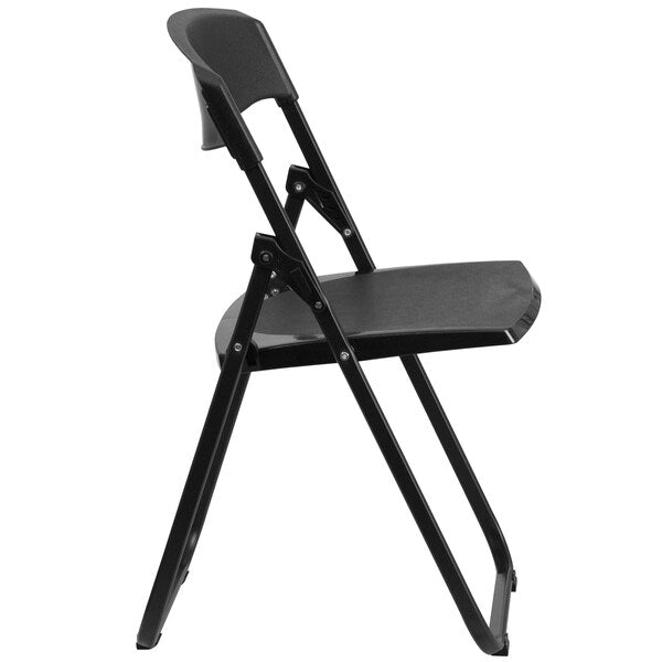 Folding Chair, Plastic, Heavy Duty, Black