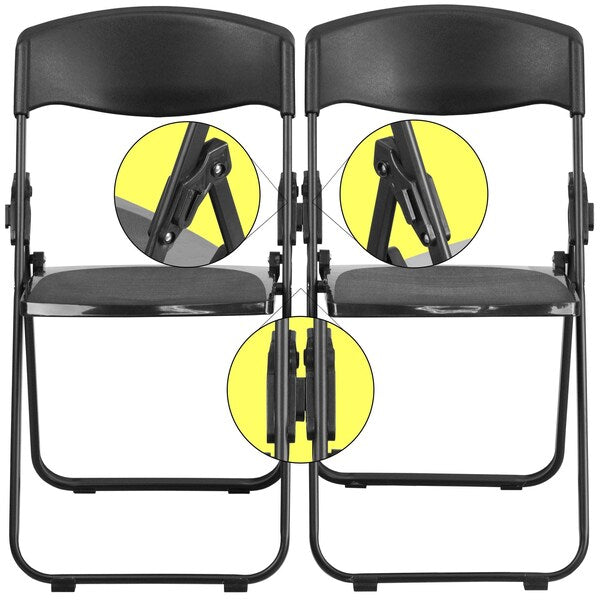 Folding Chair, Plastic, Heavy Duty, Black