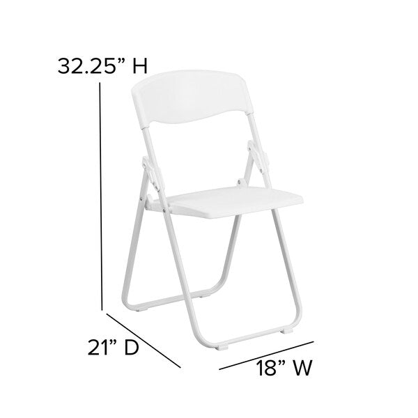 Folding Chair, Plastic, Heavy Duty, White
